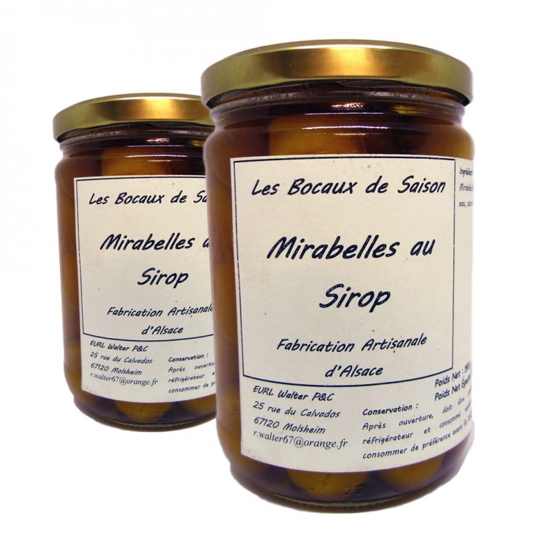 Lot de Mirabelles au sirop-confiture-confit-chutney-allégé-vinaigre-Les Bocaux de saison-Alsace-Strasbourg-Molsheim